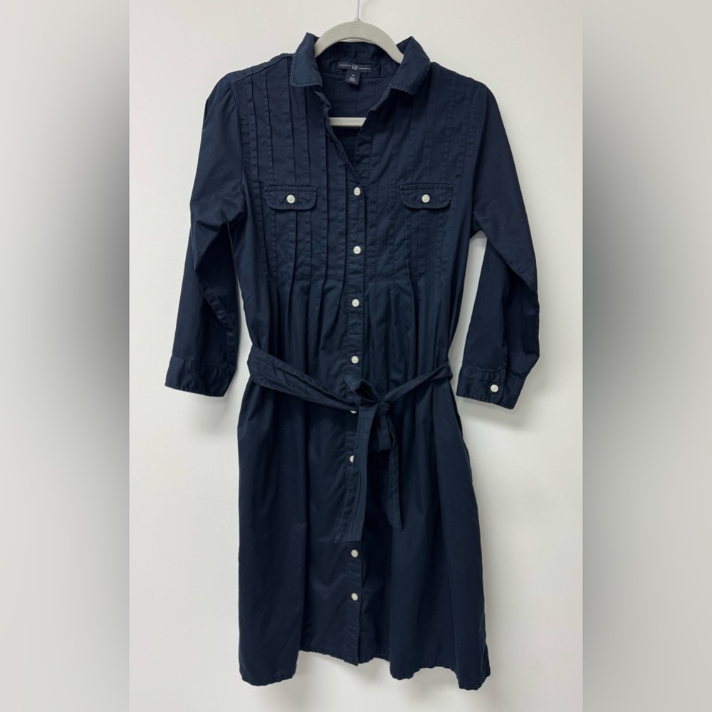 Gap Navy Blue Long Sleeve Shirt Dress, Size M